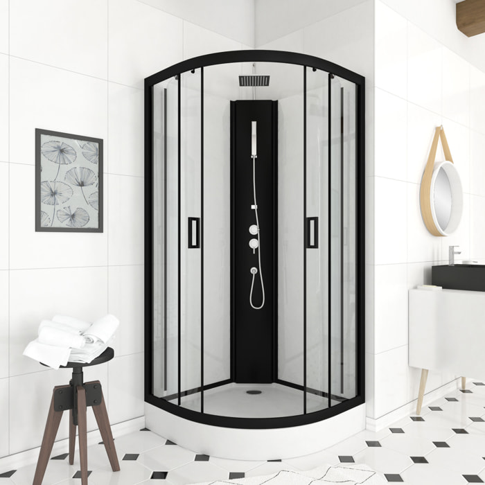 Cabine de douche LIFT UP BLACK 1/4 de cercle 85x85x235cm