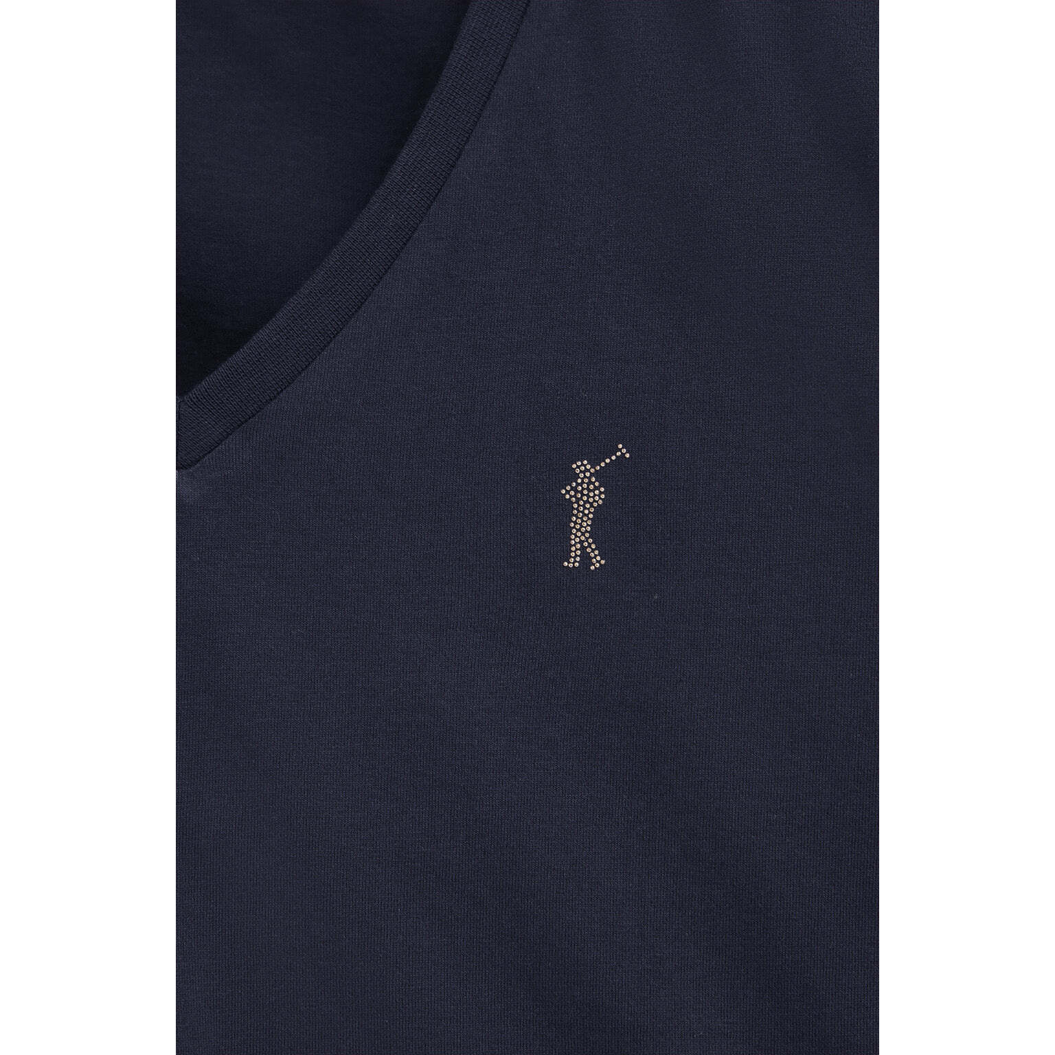 Camiseta azul marino con cuello de pico y logo Rigby Go Gold