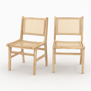 Lot de 2 chaises en bois de teck et rotin - Kyla