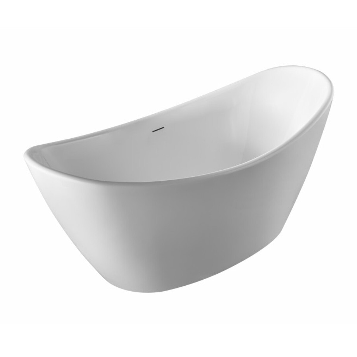 MSV - Anabelle Baignoire Îlot Ovale 170 cm en Acrylique Blanc Brillant, Baignoire 1 Place avec Vidage Central et Trop-plein Chromé