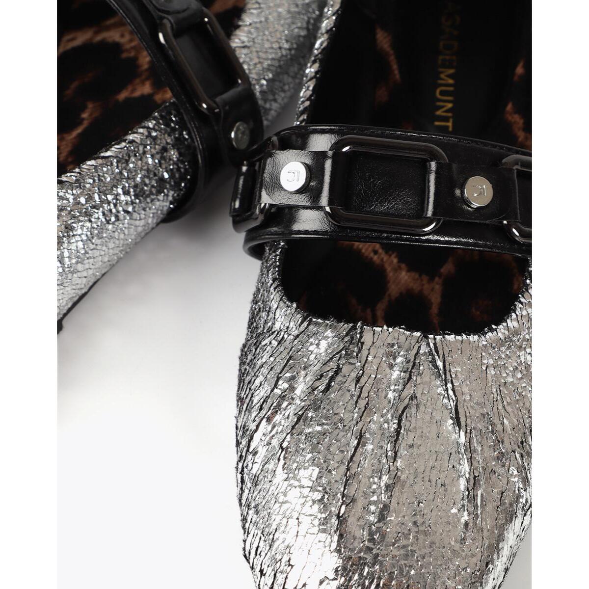 Ballerine metallizzate con dettaglio arricciato