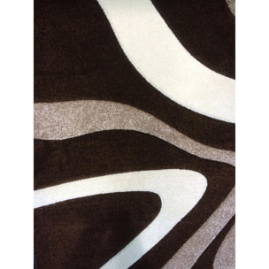 tapis salon 160x230 tissé marron rectangle motif rond DI 760