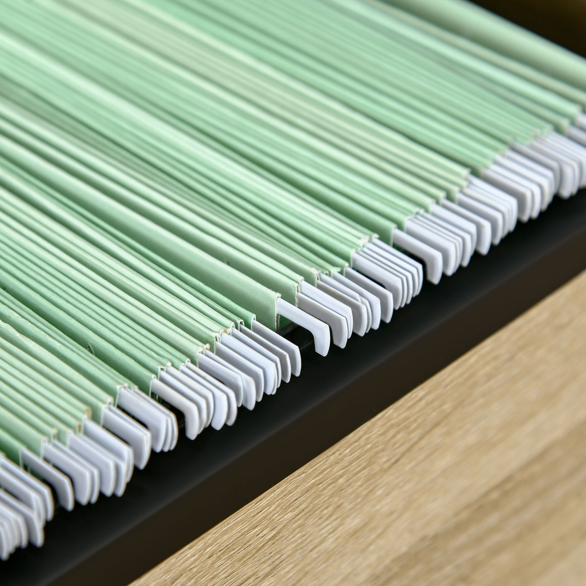 Cajonera de Escritorio con 2 Cajones, Cajonera de Oficina con Ruedas, Archivador Móvil, para Archivos A4 o Cartas, para Estudio, Salón, 39,5x39x58,5 cm, Roble