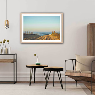 Affiche photo plage hossegor Affiche + cadre en bois - Chêne