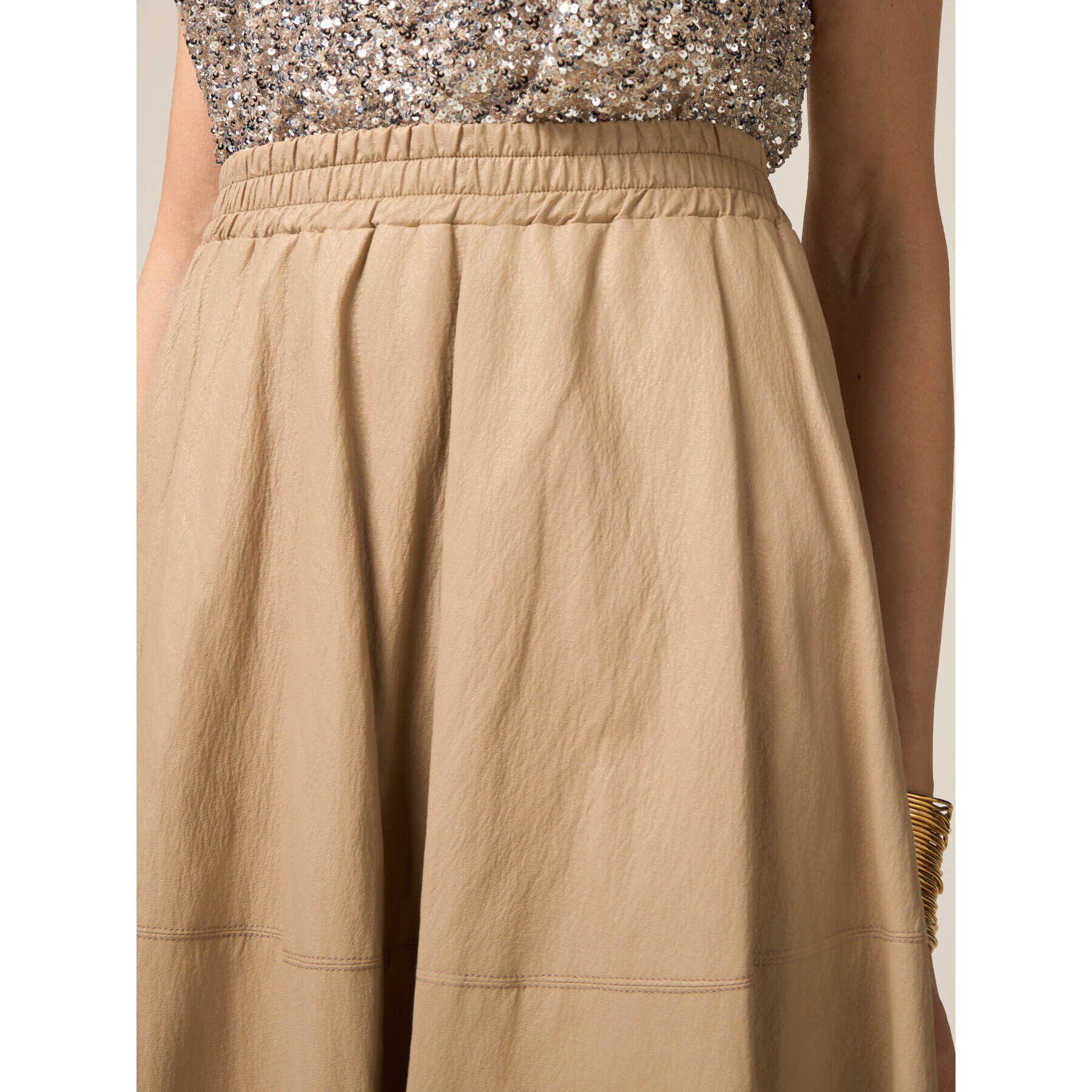 Oltre - Falda midi amplia - Beige