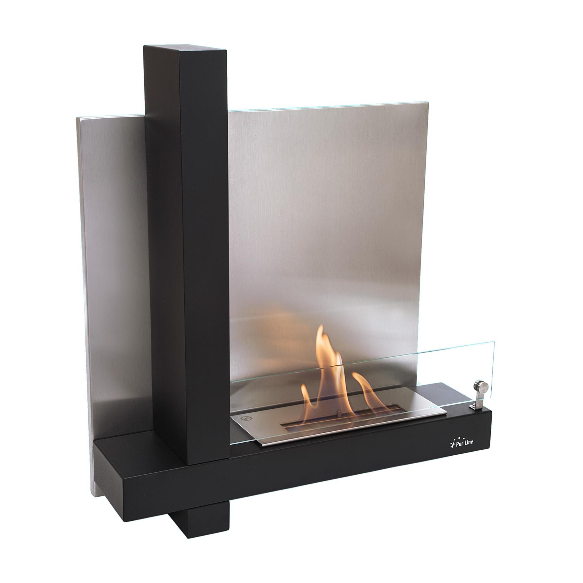 Chimenea de etanol mural en acero inoxidable negro MUSA PURLINE