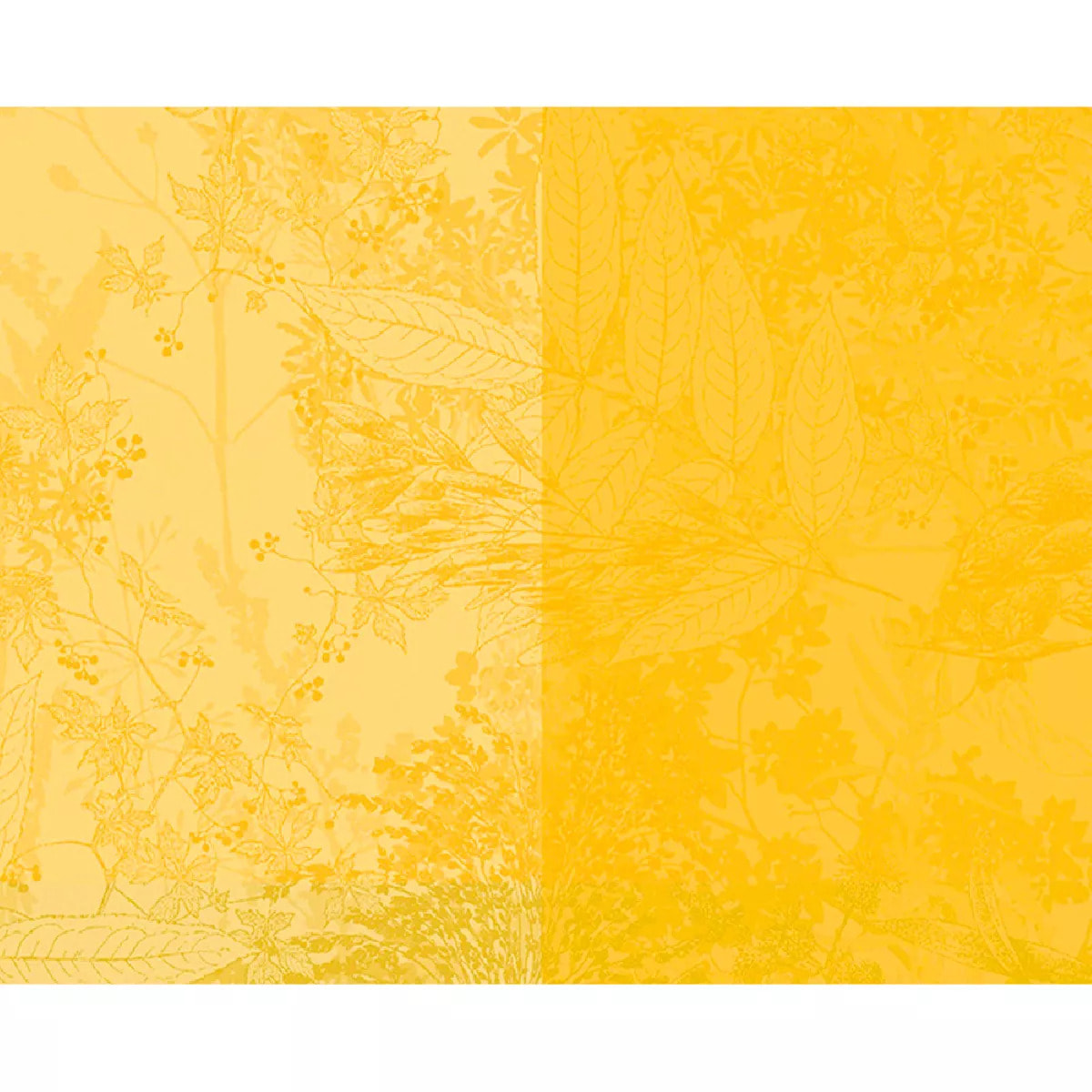 Set pur coton motif jacquard jaune Mille esprit jardin solaire