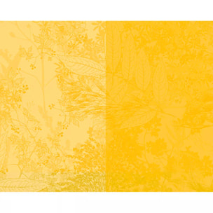 Set pur coton motif jacquard jaune Mille esprit jardin solaire
