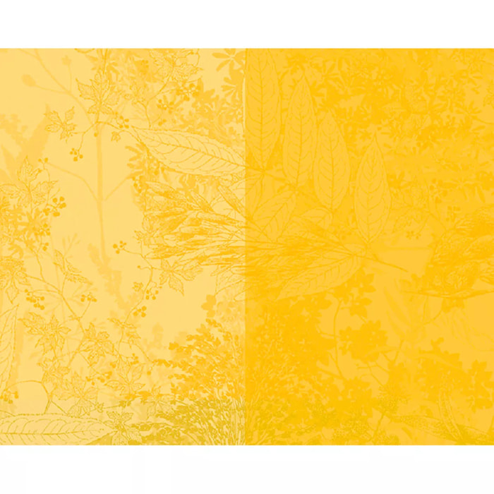 Set pur coton motif jacquard jaune Mille esprit jardin solaire