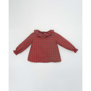 Blusa a cudros con volante