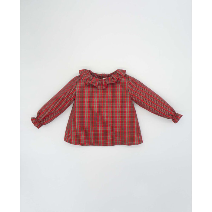 Blusa a cudros con volante