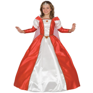 Abito Costume Carnevale Principessa D'Asburgo Bianco Rosso Bambina