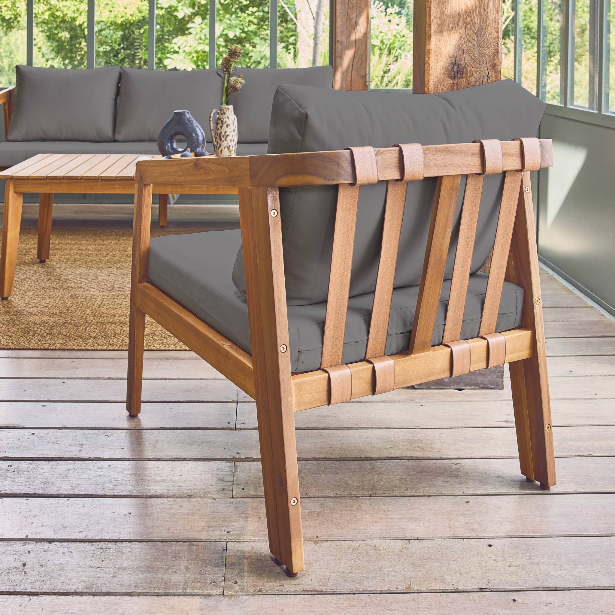 Salon de jardin 5 places bois d'acacia LOBERIA 5 PLACES