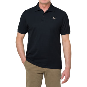 Polo tinta unita KITAMI cotone jaquard Nero