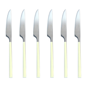 Lot de 6 couteaux crème en acier inoxydable  COLORAMA