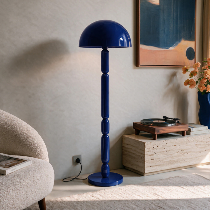 Lampadaire en bois et métal bleu foncé - Romy