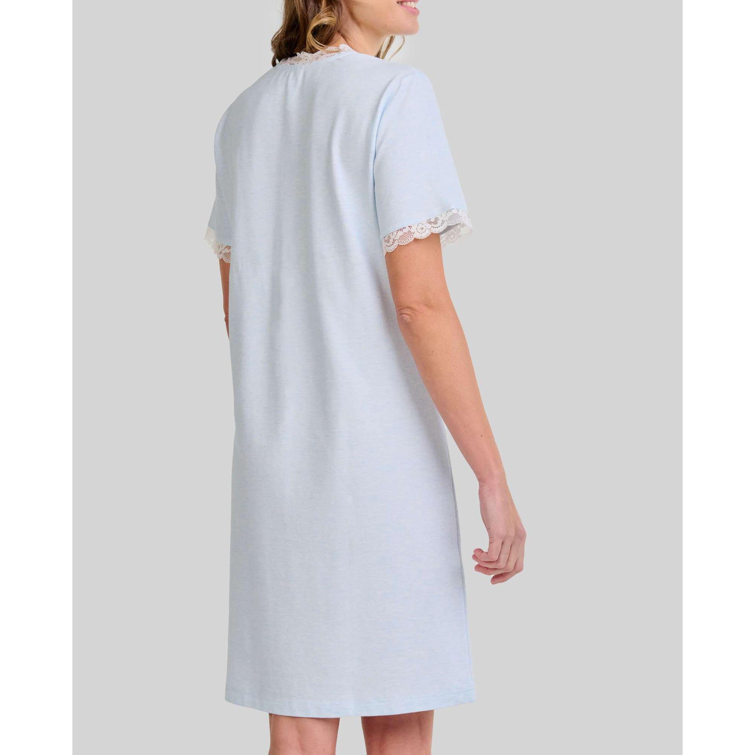 Camisón mujer con encaje escote en pico y clásica manga corta