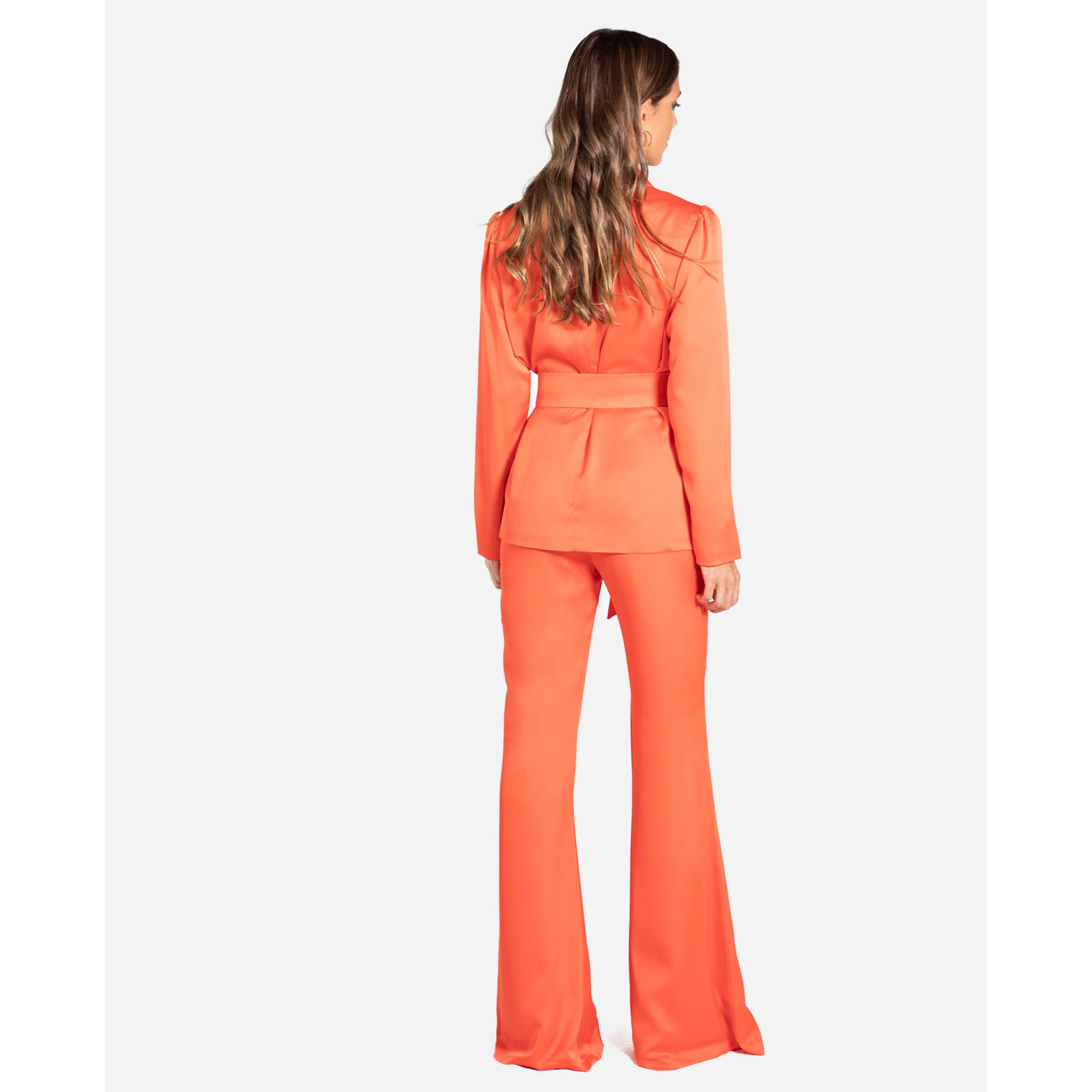 Pantalón campana coral elegante mujer