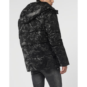 PHILIPP PLEIN Shiny Nylon Puffer Jacket Camouflage