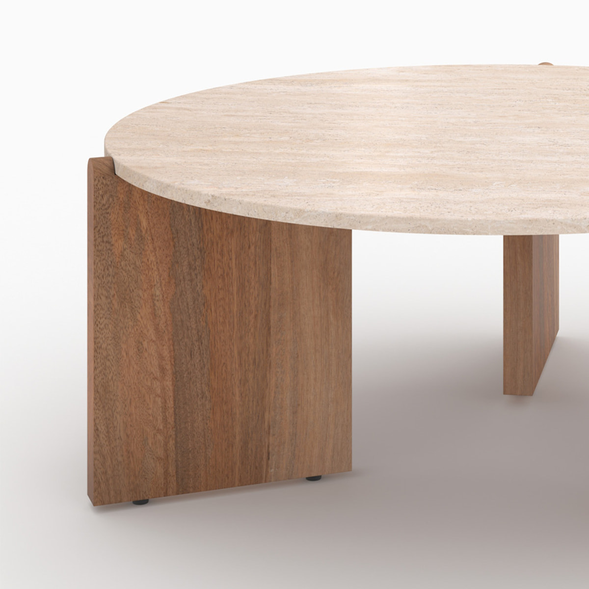 Table basse en travertin et bois D85 cm - Sierra