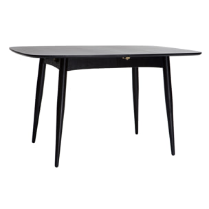 Table à manger extensible rectangulaire en bois noir L130-160 cm NORDECO