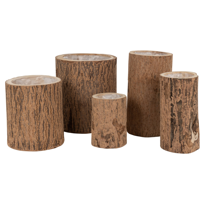 J-Line cache-pot Berk - bois - naturel - large - Ø 28 cm