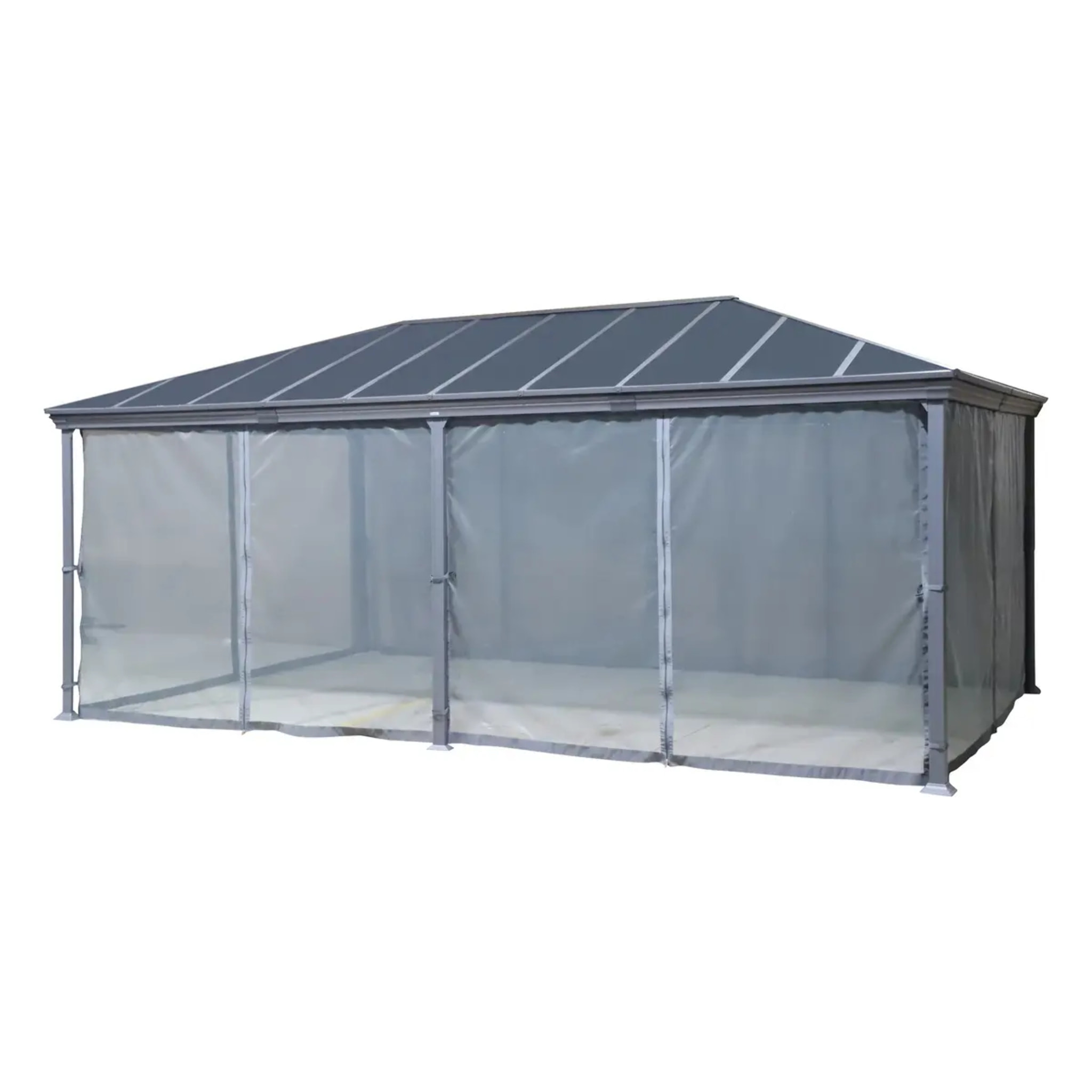 Pergola autoportante "Belize" graphite 3,6 x 6m en aluminium et polycarbonate