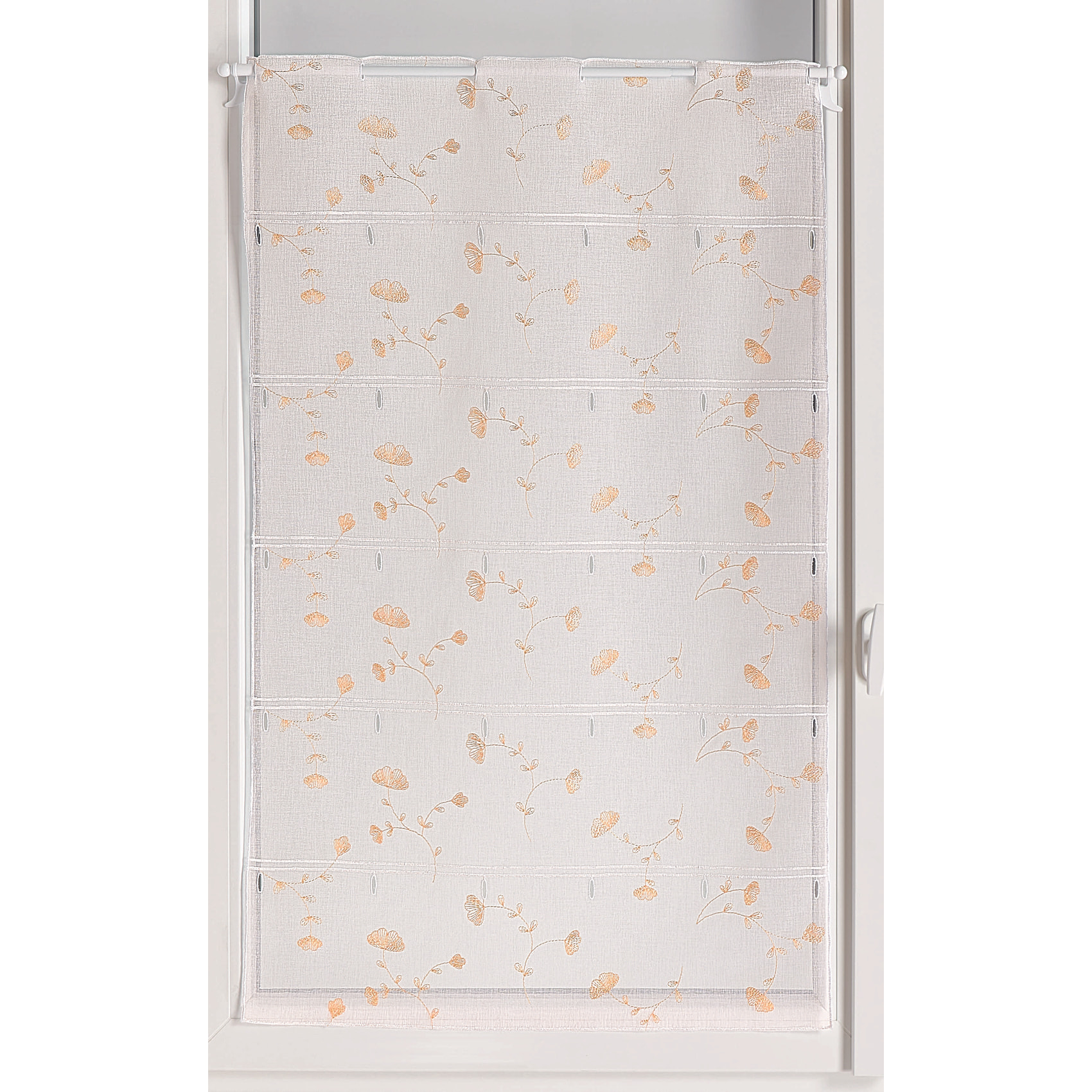 Voilage modulable brodé ginko - Jaune Ocre