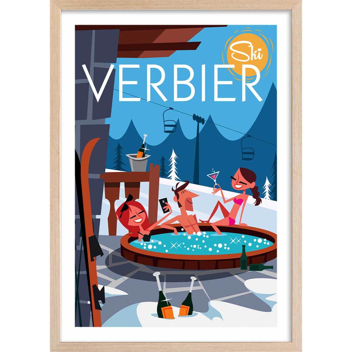 Poster de verbier Affiche + cadre en bois - Chêne