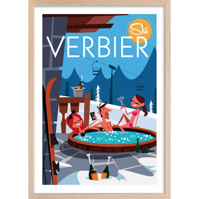 Poster de verbier Affiche + cadre en bois - Chêne