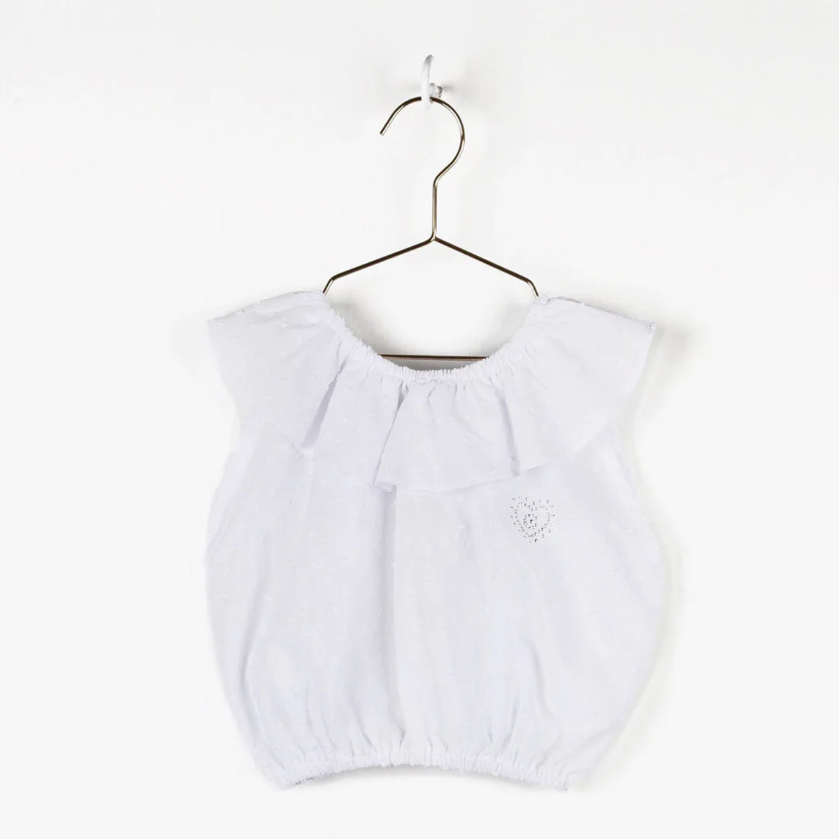 Top de Niña Volante Blanco