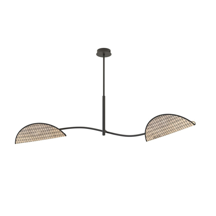 Lampada a sospensione Lotus in acciaio e velluto