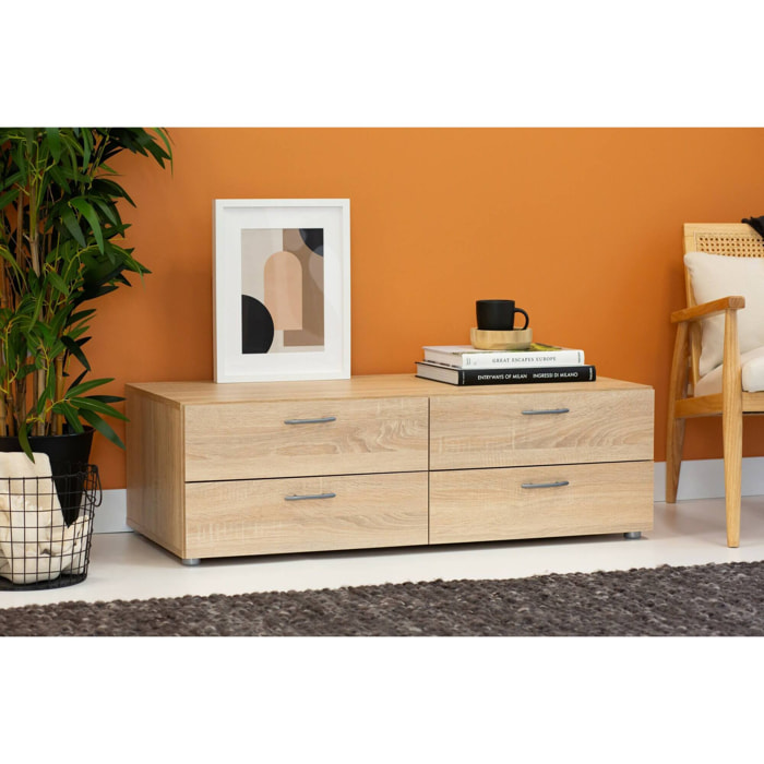 Cassettiera Gignod, Settimino multiuso, Comò camera da letto, Mobile con cassetti, 111x52 h35 cm, Rovere