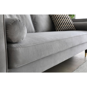 ASHA Canapé 3 places en velours gris clair