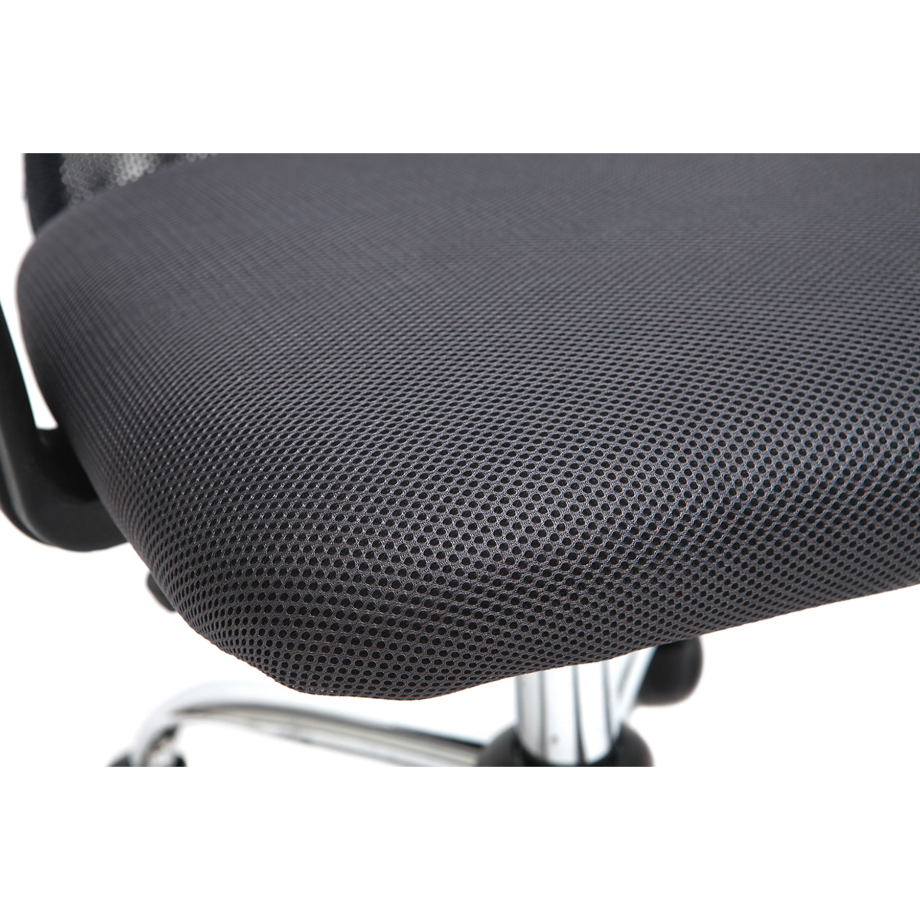 Fauteuil de bureau à roulettes design en mesh gris et acier chromé PLUZ