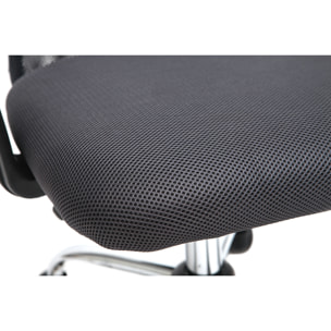 Fauteuil de bureau à roulettes design en mesh gris et acier chromé PLUZ