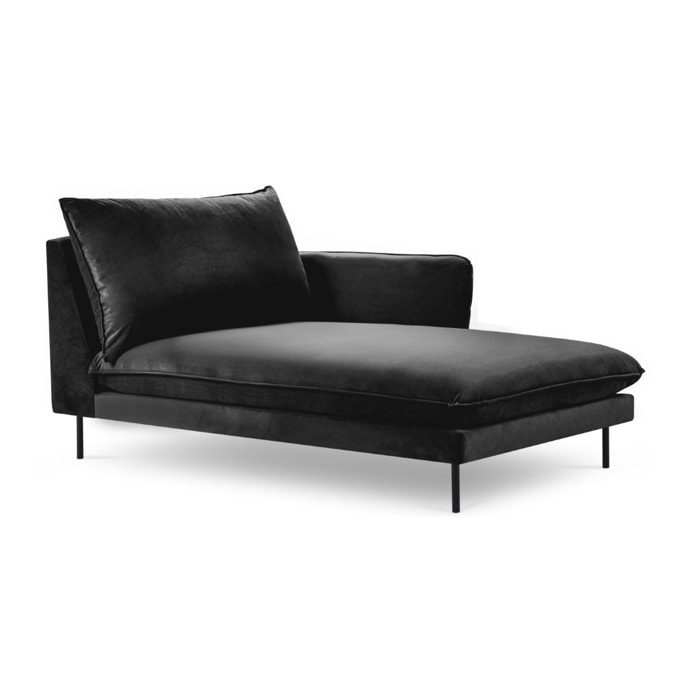 Méridienne droite "Vienna" en velours noir