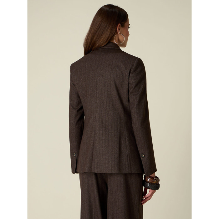 Oltre - Blazer doppiopetto tinto filo - Marrone