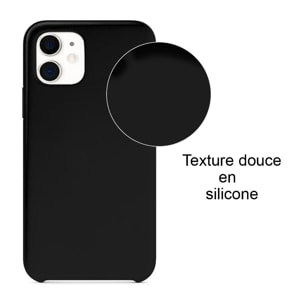 Coque iPhone 11 Silicone liquide Noire + 2 Vitres en Verre trempé Protection écran Antichocs