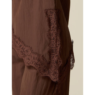 Oltre - Blusa asimmetrica con pizzo - Marrone