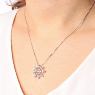 Collana in Argento 925 con Ciondolo Fiocco di Neve in Cubic Zirconia