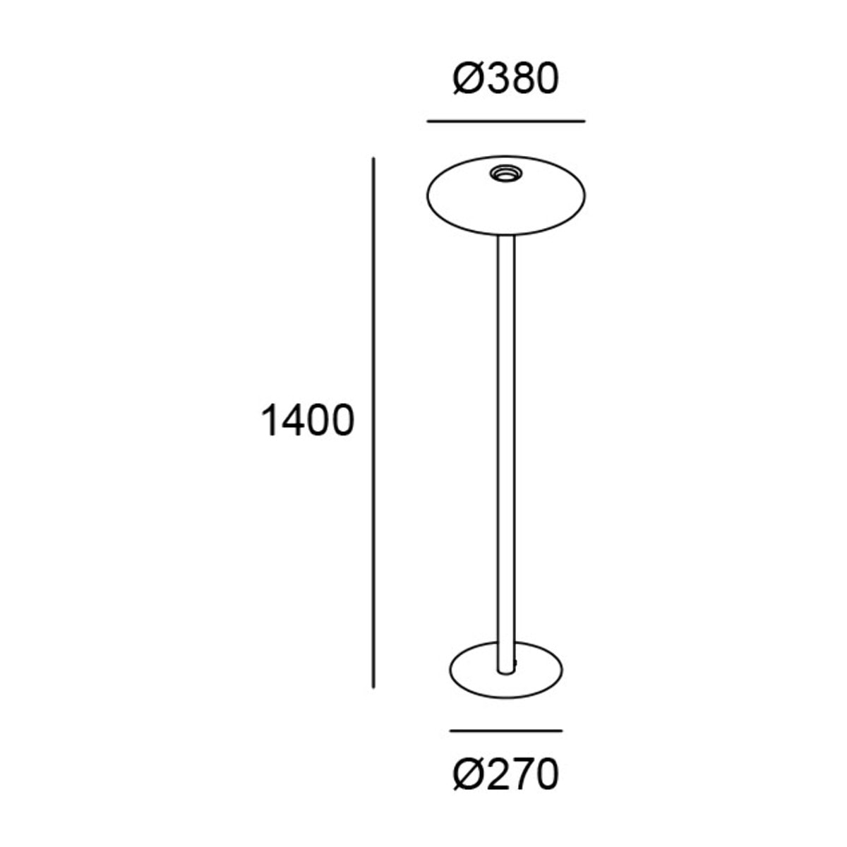 LEDS C4 Pie de salón H LED 27.7 Blanco cálido - 2700K ON-OFF Oro mate 1207lm
