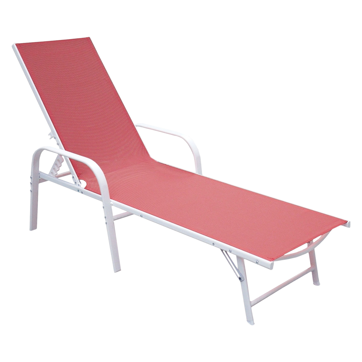 Lot de 2 bains de soleil SARDINIA en textilène rose - structure blanche
