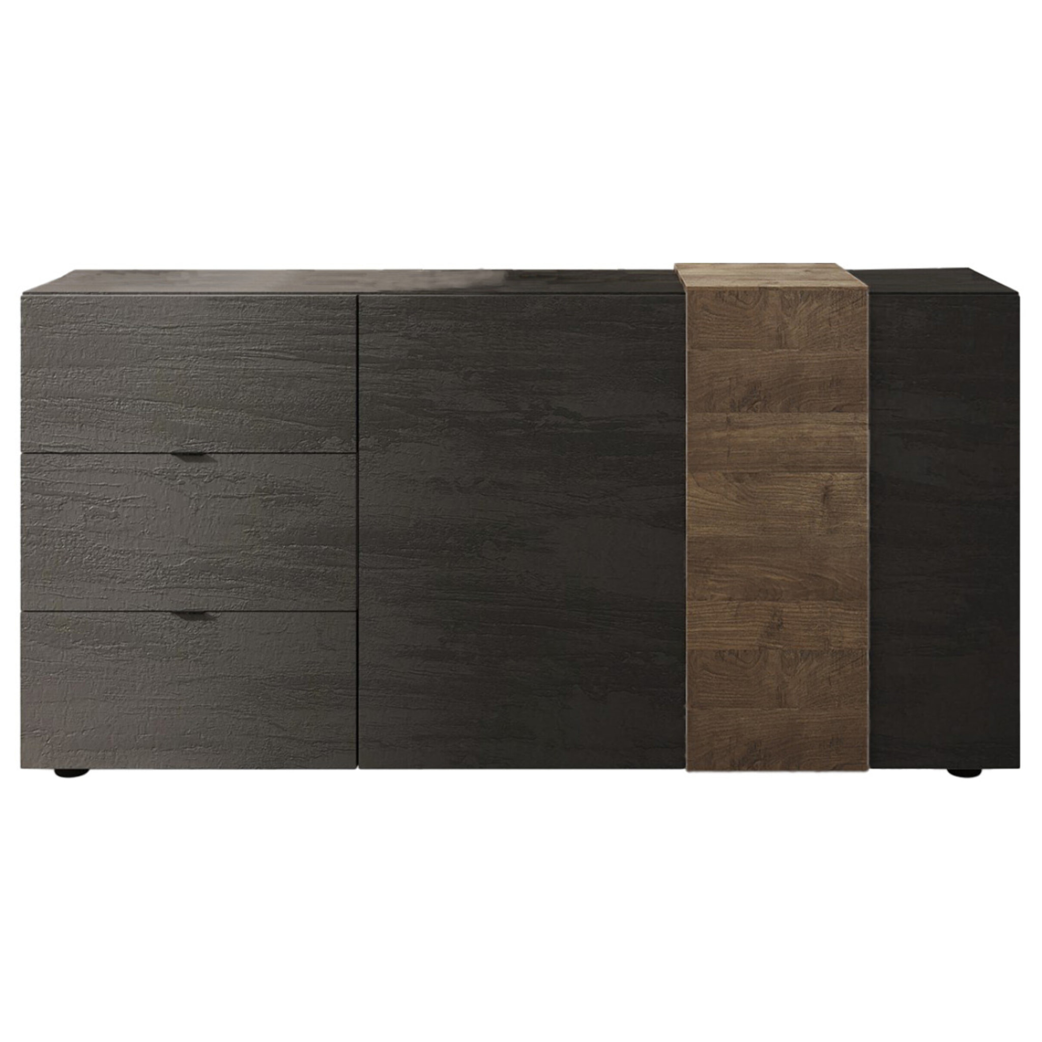 Leon - buffet bas - 2 portes et 3 tiroirs - 181 cm - Gris / Bois