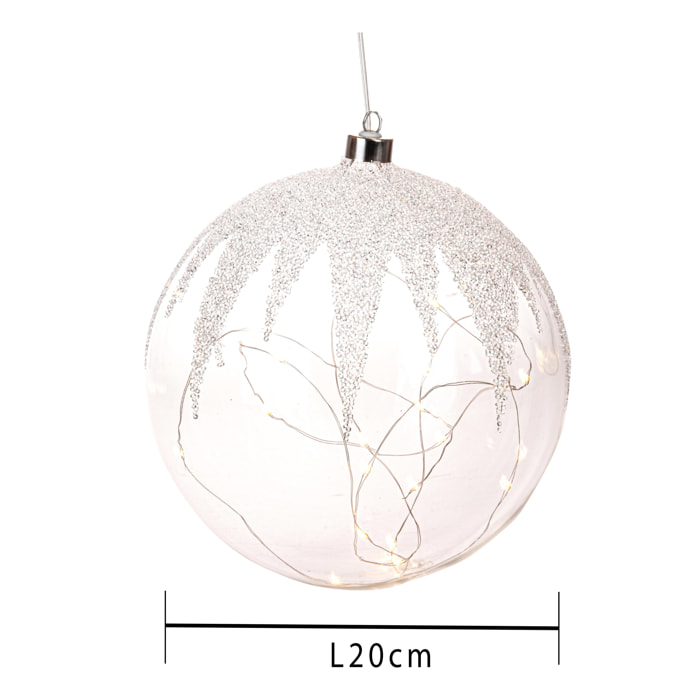 Sfera Con Vetro E Led. Diametro 20 Cm - Pezzi 1 - 20X21X20cm - Colore: Altro - Bianchi Dino - Articoli Natalizi