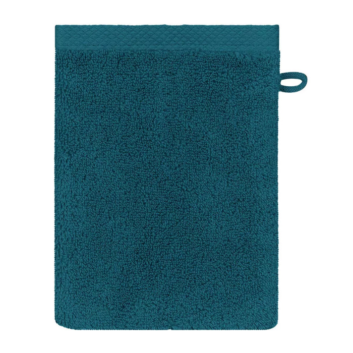 Gant de toilette pur coton 550 g/m² uni bleu Elea canard