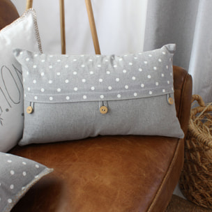 Coussin déhoussable à pois - Gris clair