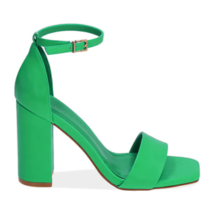 Sandalias verdes, tacón 9 cm.