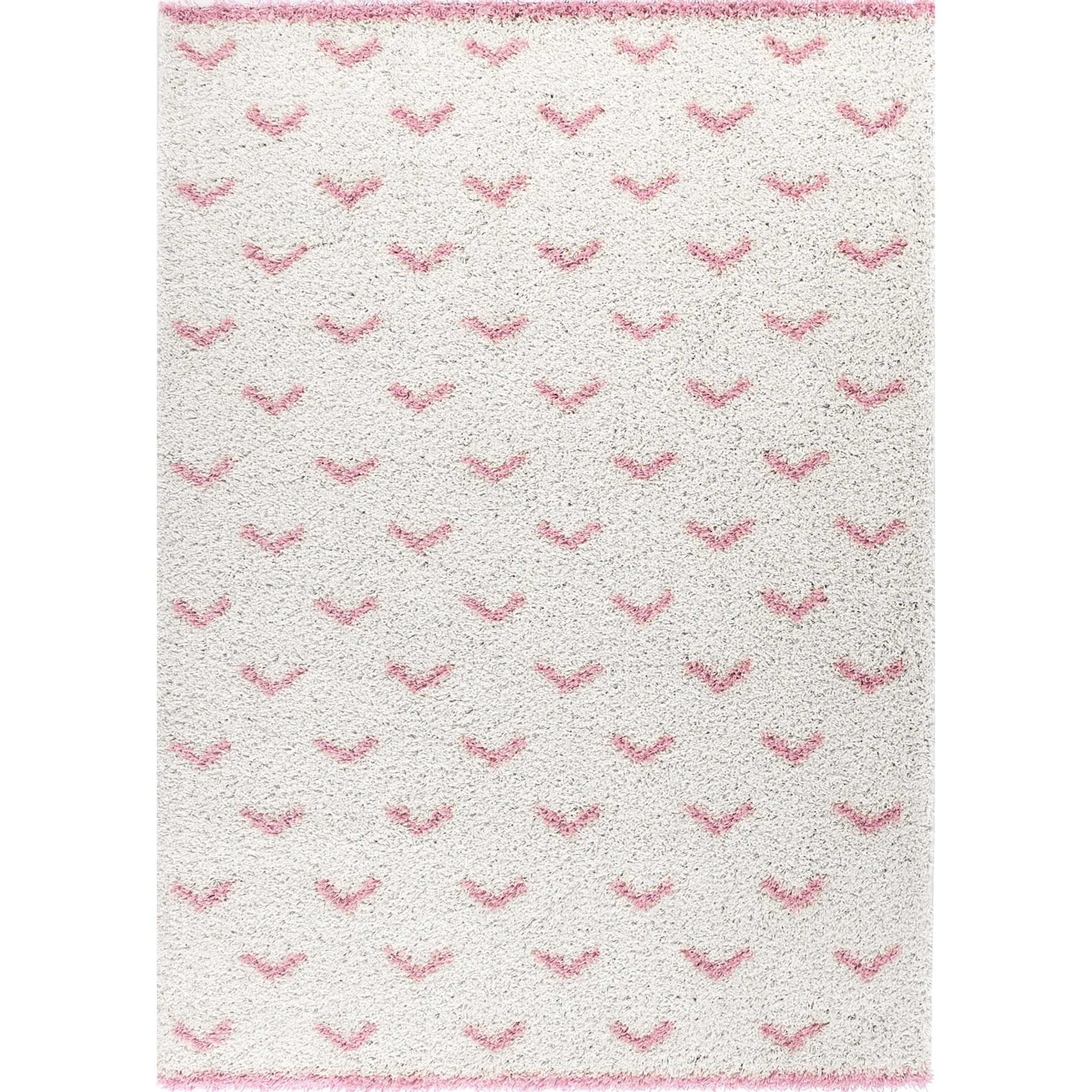 Terra - tapis shaggy de salon en laine artificielle rose tout doux