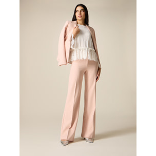 Oltre - Pantaloni a palazzo con profilo in raso - Rosa